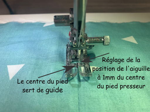 Réglage de la position de l'aiguille pour faire une surpiqûre nervure