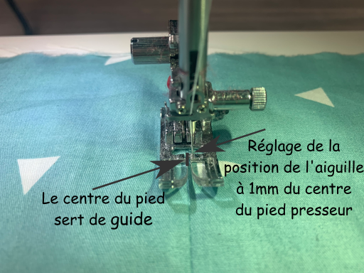 Réglage de la position de l'aiguille pour faire une surpiqûre nervure
